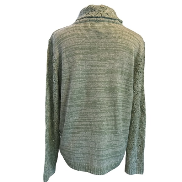NWT Alfred Dunner Sage Green Pointelle Knit Turtleneck Sweater Size L Classics - Picture 5 of 10